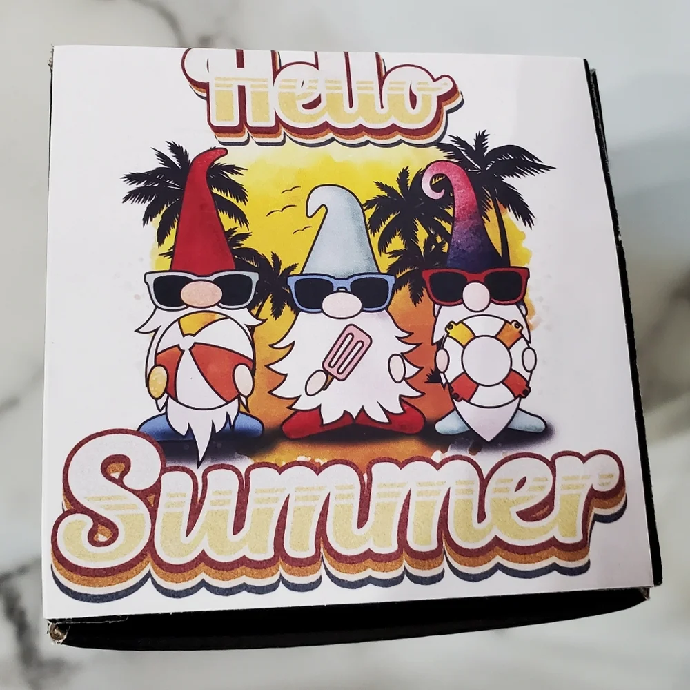 HELLO SUMMER Gnomes 20oz Gradient Yellow Glass Tumbler with duo lids 🎉sale